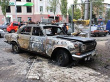 Пожар в центре Донецка Пожар в центре Донецка