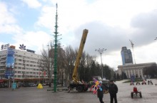 В Донецке начали монтаж главной елки города