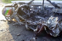 В Донецкой области взрыв газового баллона разворотил иномарку. "Опель" ехал по шоссе