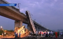 В Китае во время тестирования завалился железнодорожный мост