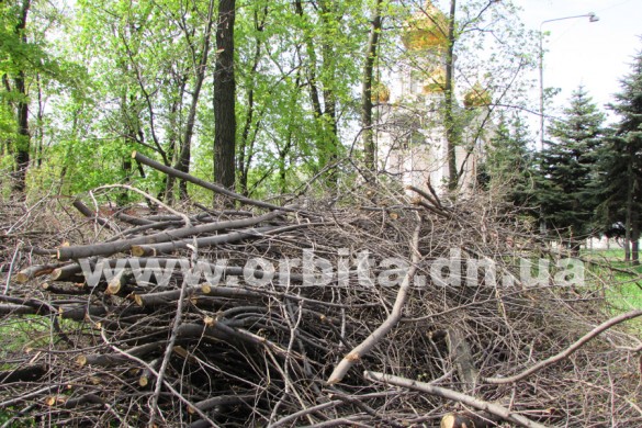 Опиловка в действии: когда уберут кучи веток?