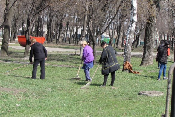 В парках Покровска прошли массовые субботники