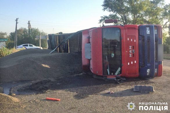 У Покровському районі перекинулась фура з насінням соняшника