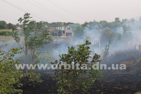В Зверево Покровского района обширный пожар едва не добрался до жилых домов