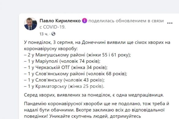 Україна проти COVID-19 - на Донеччині сім нових інфікувань