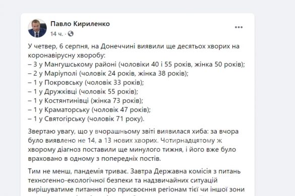Україна проти COVID-19 - у Покровському виконкомі підтверджено третій випадок коронавірусу